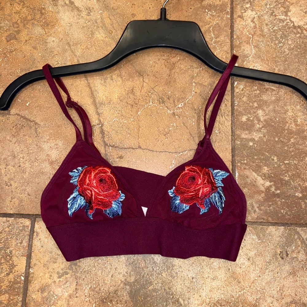 PINK Maroon Rose Bralette